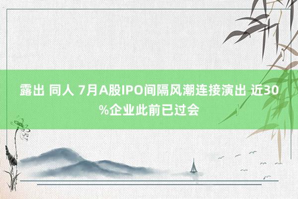 露出 同人 7月A股IPO间隔风潮连接演出 近30%企业此前已过会