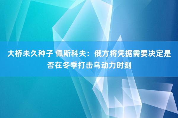 大桥未久种子 佩斯科夫：俄方将凭据需要决定是否在冬季打击乌动力时刻