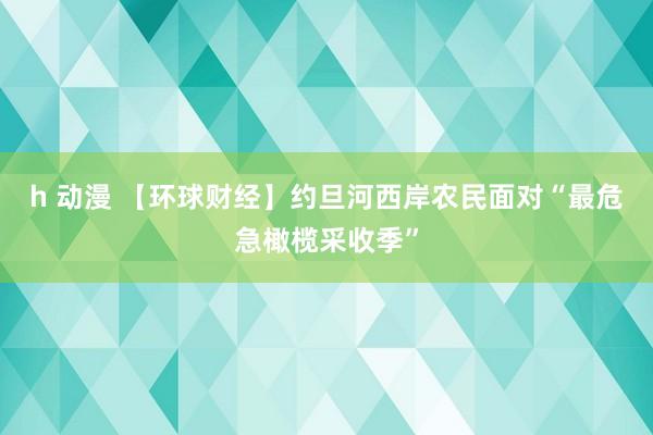 h 动漫 【环球财经】约旦河西岸农民面对“最危急橄榄采收季”
