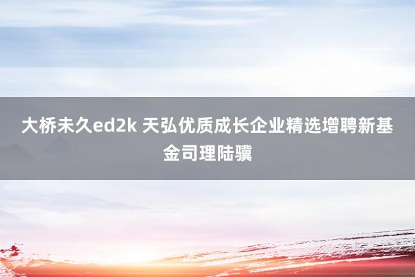 大桥未久ed2k 天弘优质成长企业精选增聘新基金司理陆骥