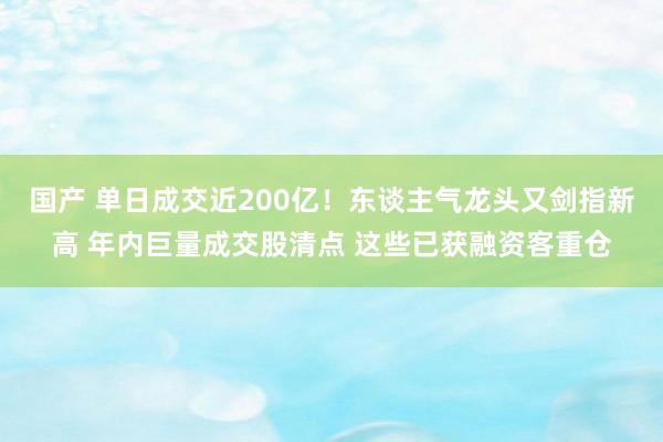 国产 单日成交近200亿！东谈主气龙头又剑指新高 年内巨量成交股清点 这些已获融资客重仓