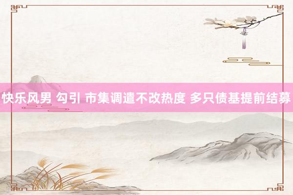 快乐风男 勾引 市集调遣不改热度 多只债基提前结募